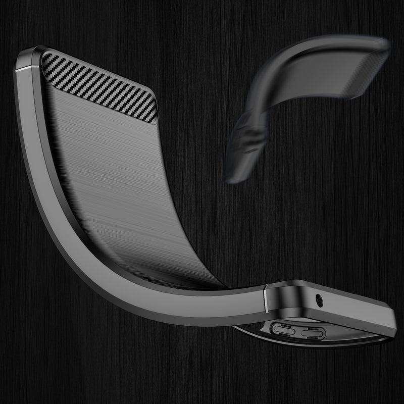 HuHa Case Cover For Realme 9 5G Brushed Texture Carbon Fiber TPU Phone Case(Black) - Image 5