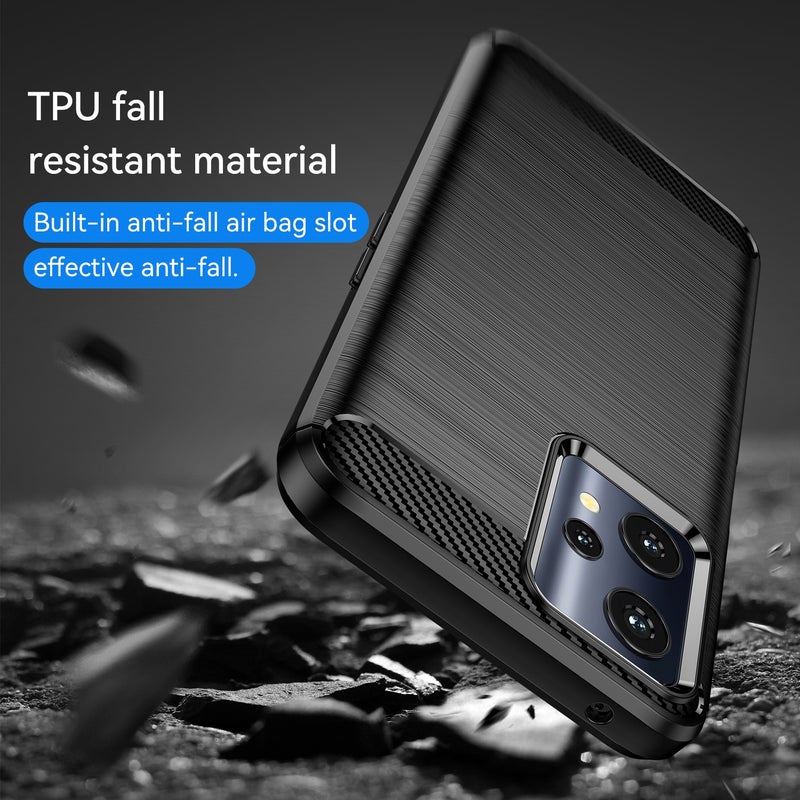 HuHa Case Cover For Realme 9 5G Brushed Texture Carbon Fiber TPU Phone Case(Black) - Image 4