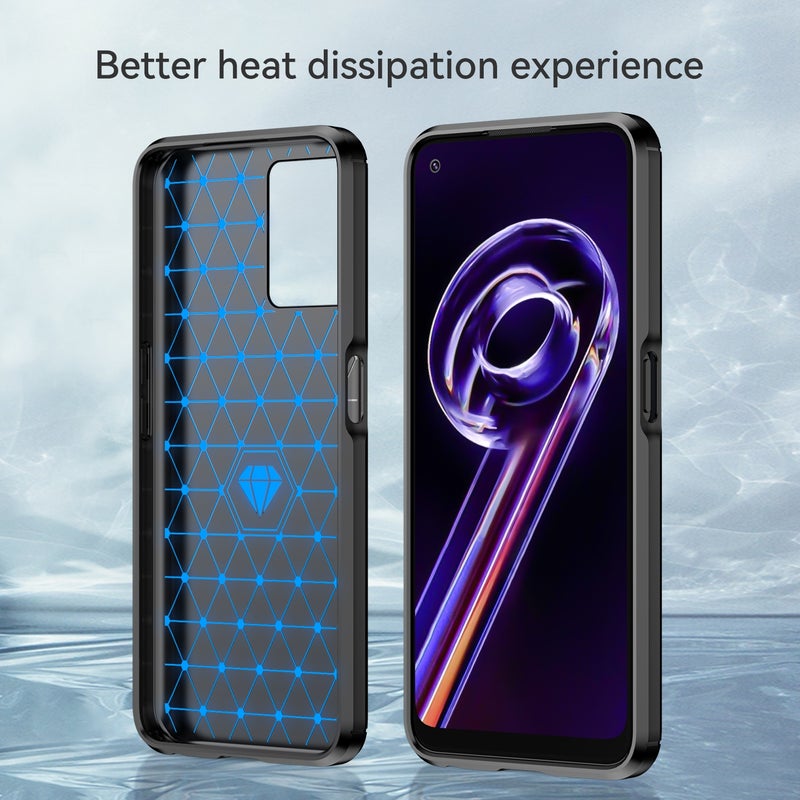 HuHa Case Cover For Realme 9 5G Brushed Texture Carbon Fiber TPU Phone Case(Black) - Image 2