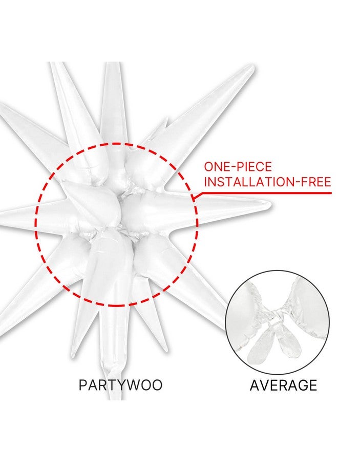 PartyWoo White Balloons 110 pcs Different Sizes 18 12 10 5 Inch Pack 22 Inch White Starburst Spike Star Foil Mylar Balloon Arch Kit Garland for Baby Shower Birthday Party Decorations White-Y13 - Image 4
