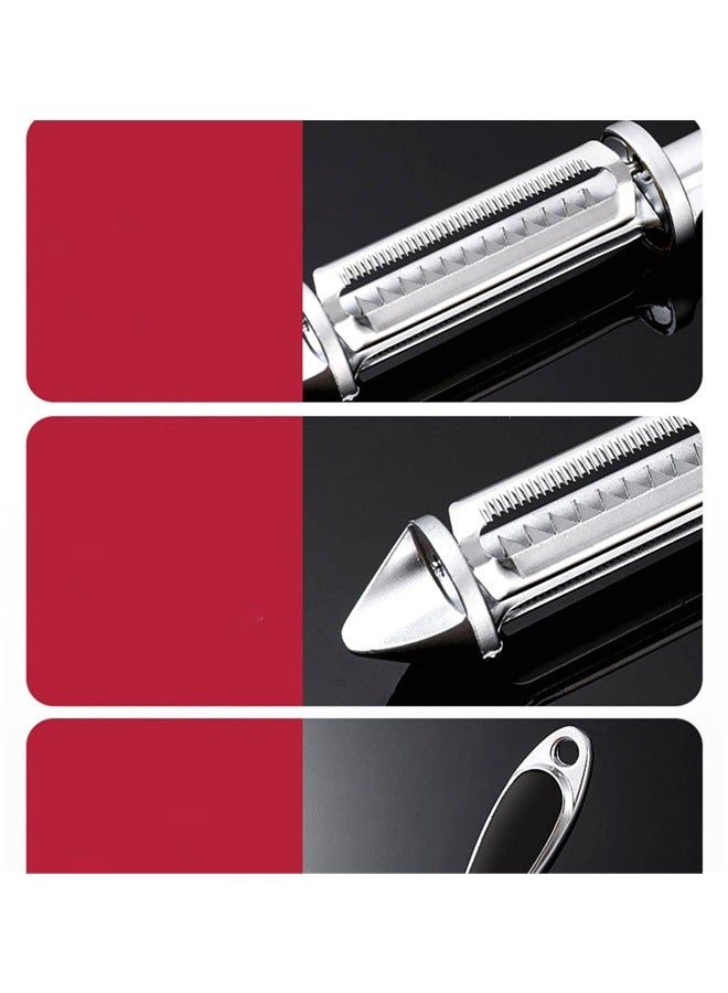 5 In 1 Peeling Knife, Silver Alloy Multi-function Peeler for Paring, Planing Silk, Beer Bottle Opener, Opening Hole and Hanging - Image 3