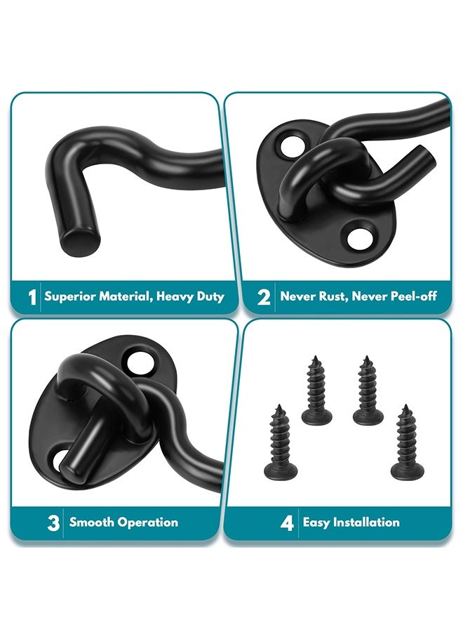 2 Pack 4 Inch Heavy Duty Stainless Steel Hook and Eye Latch, Privacy Barn Door Gate Lock, Multi-use Latch for Barn Door, Gate, Shutters, Window, Slide Shed, Cabinet and Bathroom, Black - Image 3
