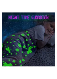 KASTWAVE SYOSI Mermaid Tail Blanket, Glow in The Dark, Super Soft Plush Flannel Sleeping Bag, Star and Unicorn Design Snuggle Blanket, for Girls Age 1-10  - Image 2