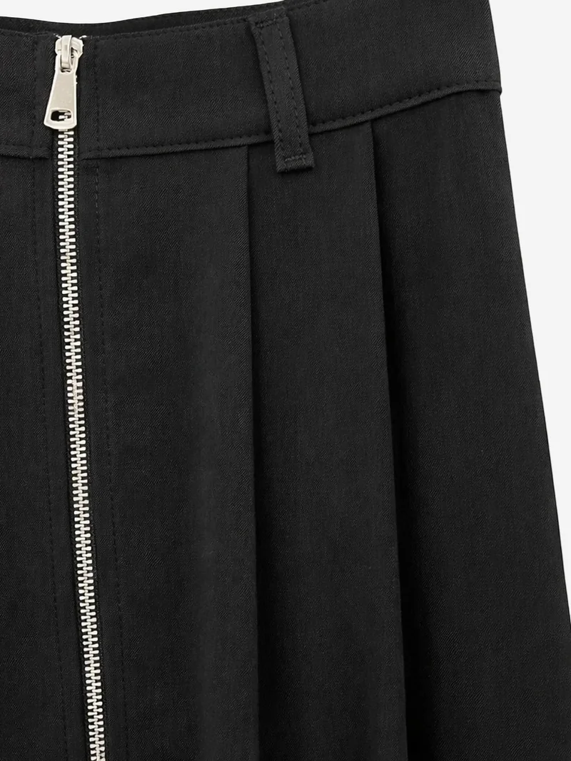 ميكسراي MIXRAY High Waist A-Line Midi Skirt with Zipper