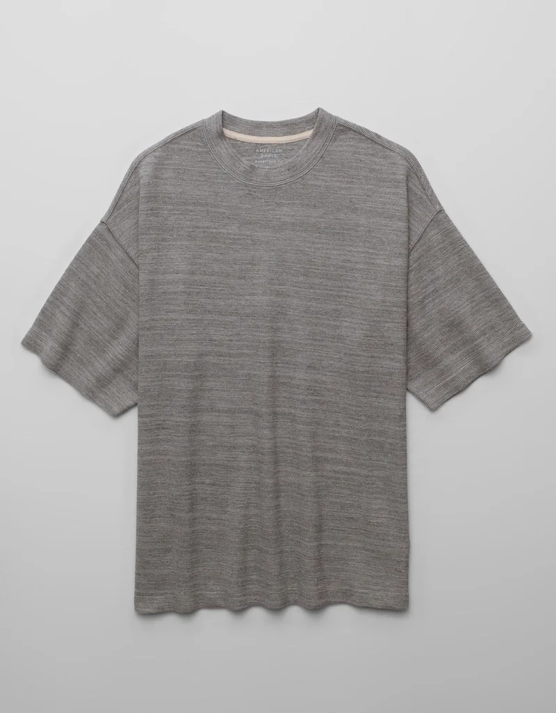 American Eagle  AE Oversized Textured Knit T-Shirt for Men | Best Price UAE