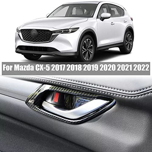 BOYOUS 4PCS Carbon Fiber Style ABS Interior Door Handle Bowl Cover Trim Decoration Sticker Accessories Fit for Mazda CX5 2017 2018 2019 2020 2021 2023 2024 Carbon Fiber - Image 3