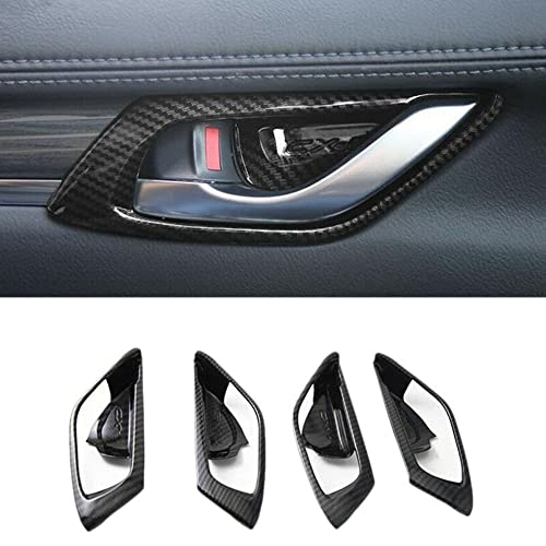 BOYOUS 4PCS Carbon Fiber Style ABS Interior Door Handle Bowl Cover Trim Decoration Sticker Accessories Fit for Mazda CX5 2017 2018 2019 2020 2021 2023 2024 Carbon Fiber - Image 1