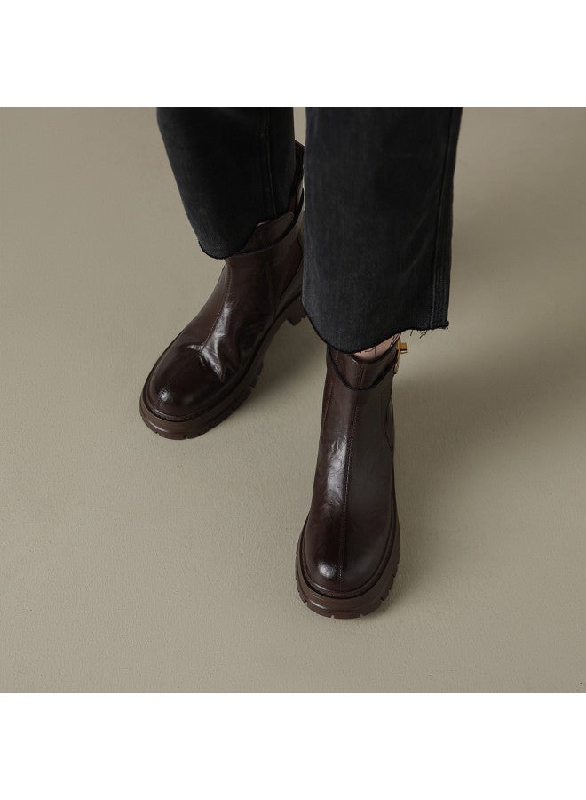 امي أمي كاجوال Ame Casual Elastic Chelsea Boots أحذية شيلسي مرنة جديدة New Mid-seam Retro Ankle Boots كاحل بأصبع متوسط التماس بأسلوب رجعي مع With Buckle Closure إغلاق بمشبك Martin Boots For Women مارتن للنساء - Image 4