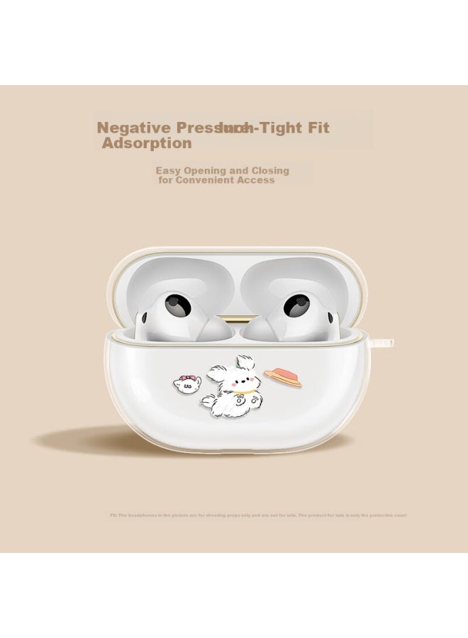 Inkaida Yingkaida واقٍ لهواوي Freebuds Pro 4، غطاء واقٍ عالمي لـ Freebuds Pro 3، حافظة سماعات بلوتوث لاسلكية، صندوق تخزين مبدع شفاف مضاد للانزلاق، قرص طائر للكلاب - Image 2