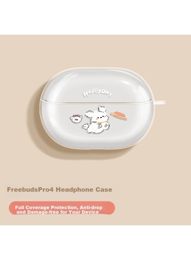 Inkaida Yingkaida واقٍ لهواوي Freebuds Pro 4، غطاء واقٍ عالمي لـ Freebuds Pro 3، حافظة سماعات بلوتوث لاسلكية، صندوق تخزين مبدع شفاف مضاد للانزلاق، قرص طائر للكلاب - Image 1