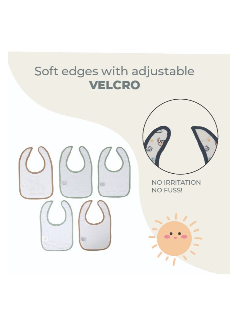 Nurtur 5 pack milk feeding bibs - Terry Cotton - Multi/Unisex - Image 5