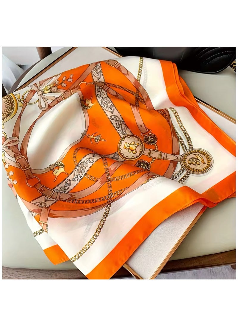 Silky women's headscarf, soft and lightweight, a neck and hair scarf, a hair and headband, hair wrap, in a distinctive design of orange satin. - pzsku/ZC572129C2D254EF7FBE8Z/45/_/1740650904/ab6dbd20-34d1-4c0b-bcae-15dbc4f0fdb7