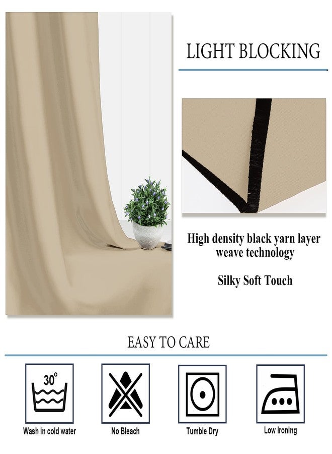 Diraysid Beige Grommet Blackout Curtains for Bedroom Thermal Insulated Room Darkening Curtains Drapes, 42 x 84 inch, 2 Panels - Image 5
