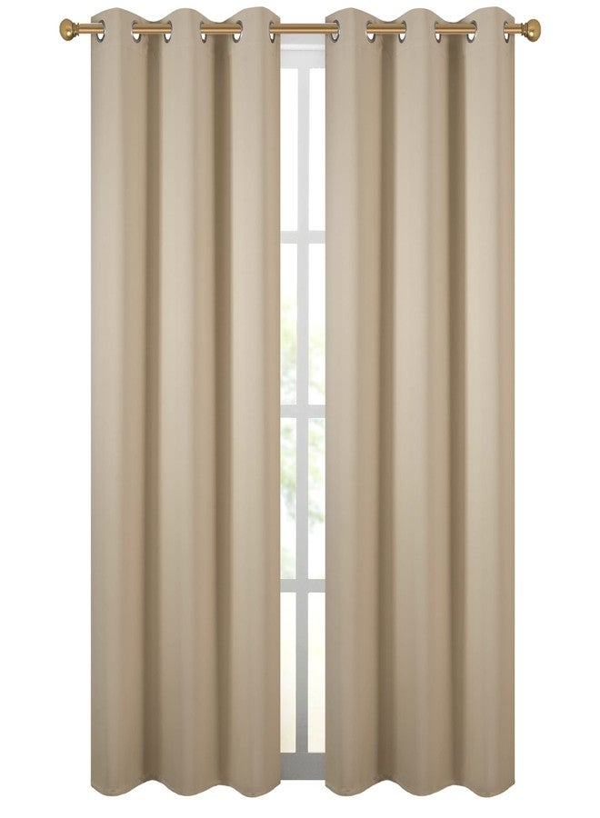 Diraysid Beige Grommet Blackout Curtains for Bedroom Thermal Insulated Room Darkening Curtains Drapes, 42 x 84 inch, 2 Panels - Image 2