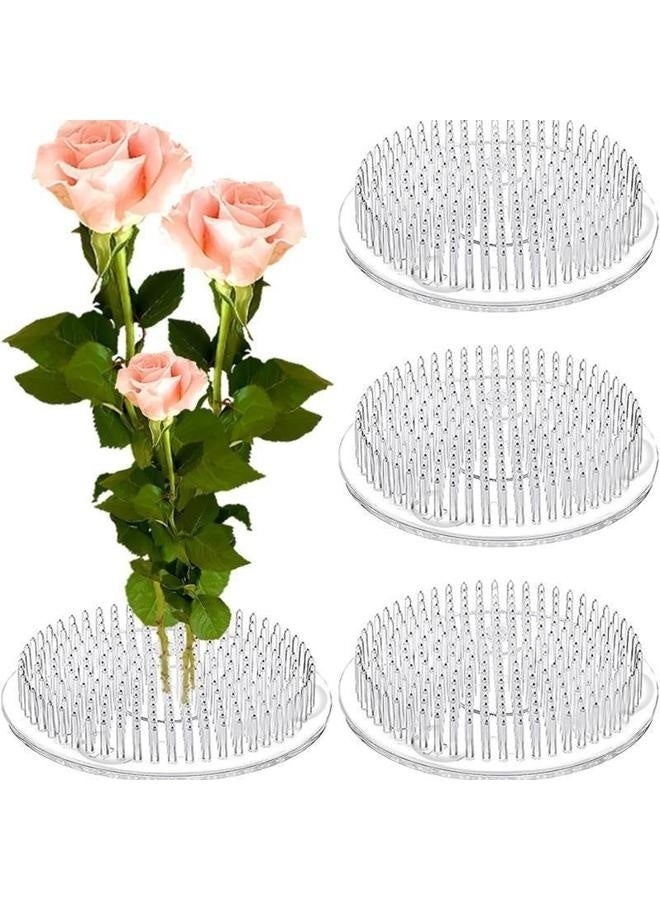 Generic 3PCS Flower Frogs Plastic Floral Vase Round Clear Arranger Tool Pin Holder Japanese Arranging Plant Decoration Fixed Supplies With Bottom Home DIY Craft  - Image 1