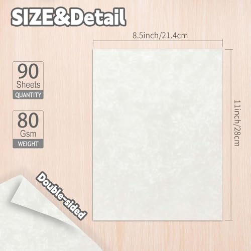 fuceury 90PCS Vintage Paper 8.5 x 11 in Parchment paper for Writing Letter writing Paper, Decorative Printer Paper for Invitation, Letter, Resume, Award, Diploma, Art, Craft, Certificate Antique (Cream) - Image 2