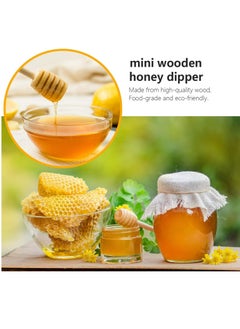 Oasisgalore 6 Pack 3-Inch Mini Wooden Honey Dipper Sticks, Honey Jar Dispenser & Drizzle Server Set  - Image 5