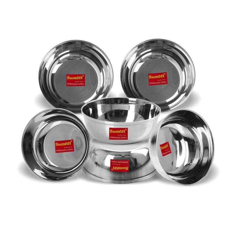 Sumeet Stainless Steel SoLid Bowl/Wati - 350ml, 6 Pc, White - Image 5
