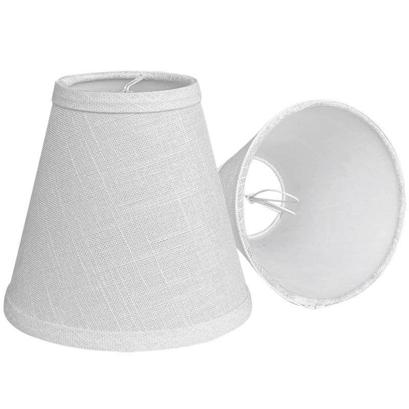 Double Mini Small White Barrel Lamp Shades Clip On Bulb TOOTOO STAR Barrel Fabric Lampshade for Table Chandeliers Wall Floor Lamp Replacement 3x6x5 Inch Set of 2 White 2 PCS Pack