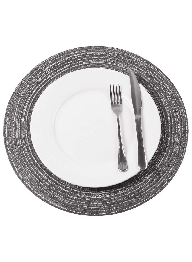 WinCheer Round Braided Placemats Set of 4, Woven Heat Resistant Washable Kitchen Table Mats with 4 Coasters for Dining Home Wedding Outdoor Party - Image 3