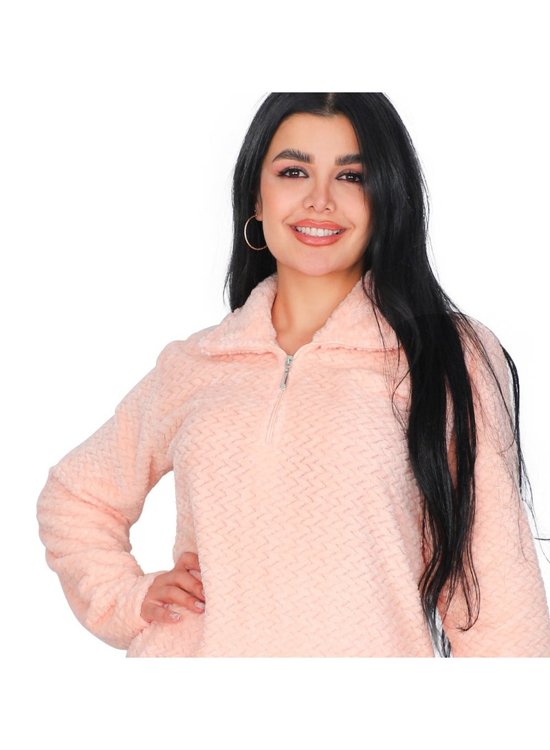 Dadoush Women's soft fleece pajama set, two pieces: top and pants - Women's winter pajamas, lined, consisting of (...(..two pieces.)..) Women's winter pajamas - Image 3