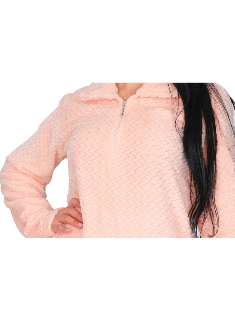 Dadoush Women's soft fleece pajama set, two pieces: top and pants - Women's winter pajamas, lined, consisting of (...(..two pieces.)..) Women's winter pajamas - Image 2