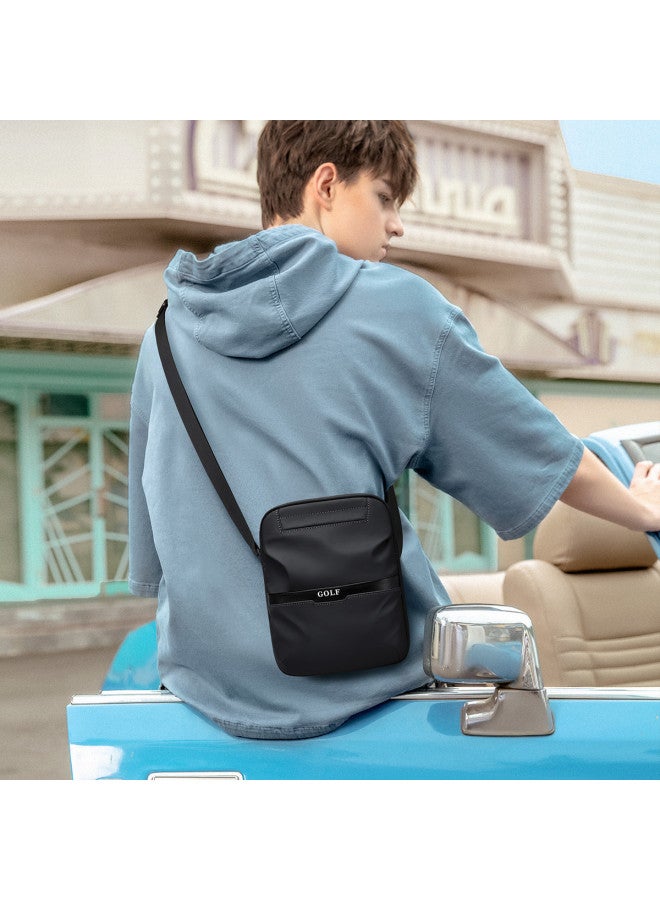 جولف 【مقاوم للماء】 حقيبة كتف رجالية عصرية، حقيبة صدر خفيفة الوزن، حقيبة رسول عادية من القماش بتصميم كتلة ألوان، جراب هاتف للرجال - Image 2