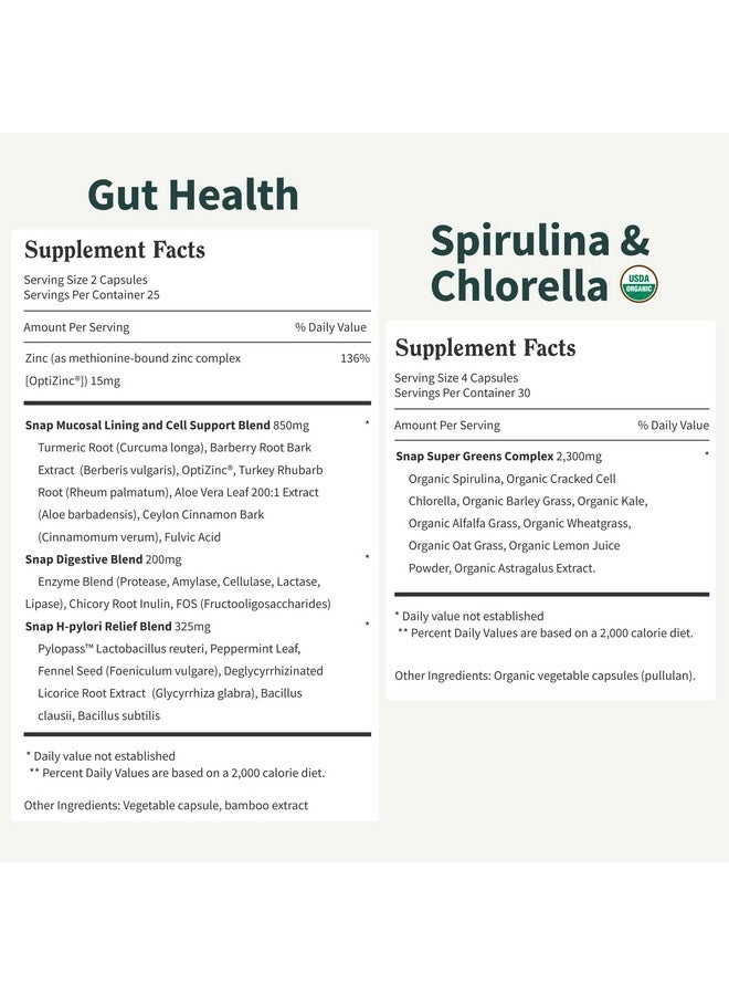 SNAP SUPPLEMENTS Gut Health & Spirulina Chlorella Bundle - Turmeric, Aloe, Pylopass Probiotics & Alkalizing Greens Complex - Digestive, Detox & Antioxidant Support - 50 + 120 Capsules - Image 5