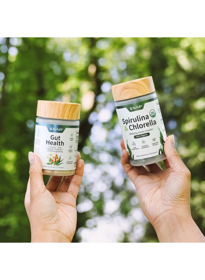 SNAP SUPPLEMENTS Gut Health & Spirulina Chlorella Bundle - Turmeric, Aloe, Pylopass Probiotics & Alkalizing Greens Complex - Digestive, Detox & Antioxidant Support - 50 + 120 Capsules - Image 4