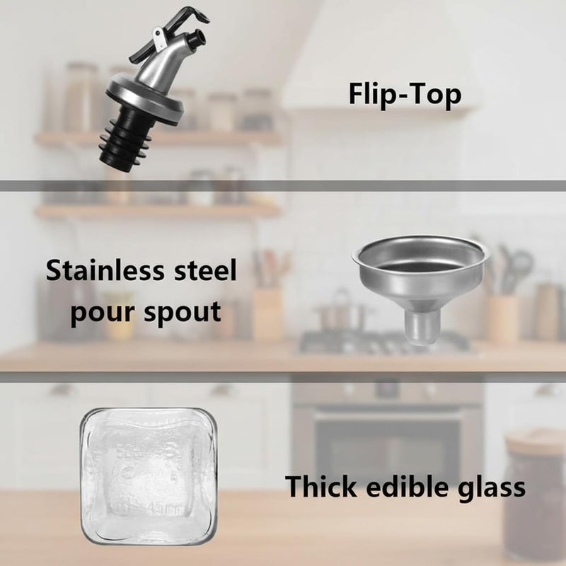 WERTIOO Reinforced edge Olive Oil Dispenser Bottle, 3Pack 17 OZ Glass Oil Dispenser for Kitchen with 4 Pourer,1 Stainless Steel Funnel & 1 Pen and 8 Label for Kitchen (500ml) Multi-budget available picks - Image 4