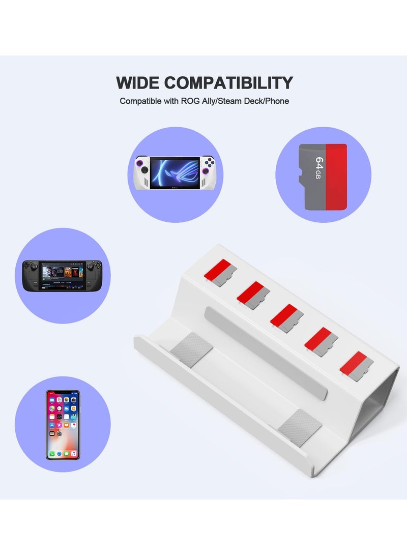 Zikra Stand Base Holder for ASUS Rog Ally/Steam Deck,Frosted Aluminum Alloy Playstand with SD Card Slots,Anti-Slip Silicone Pad(White) - Image 4