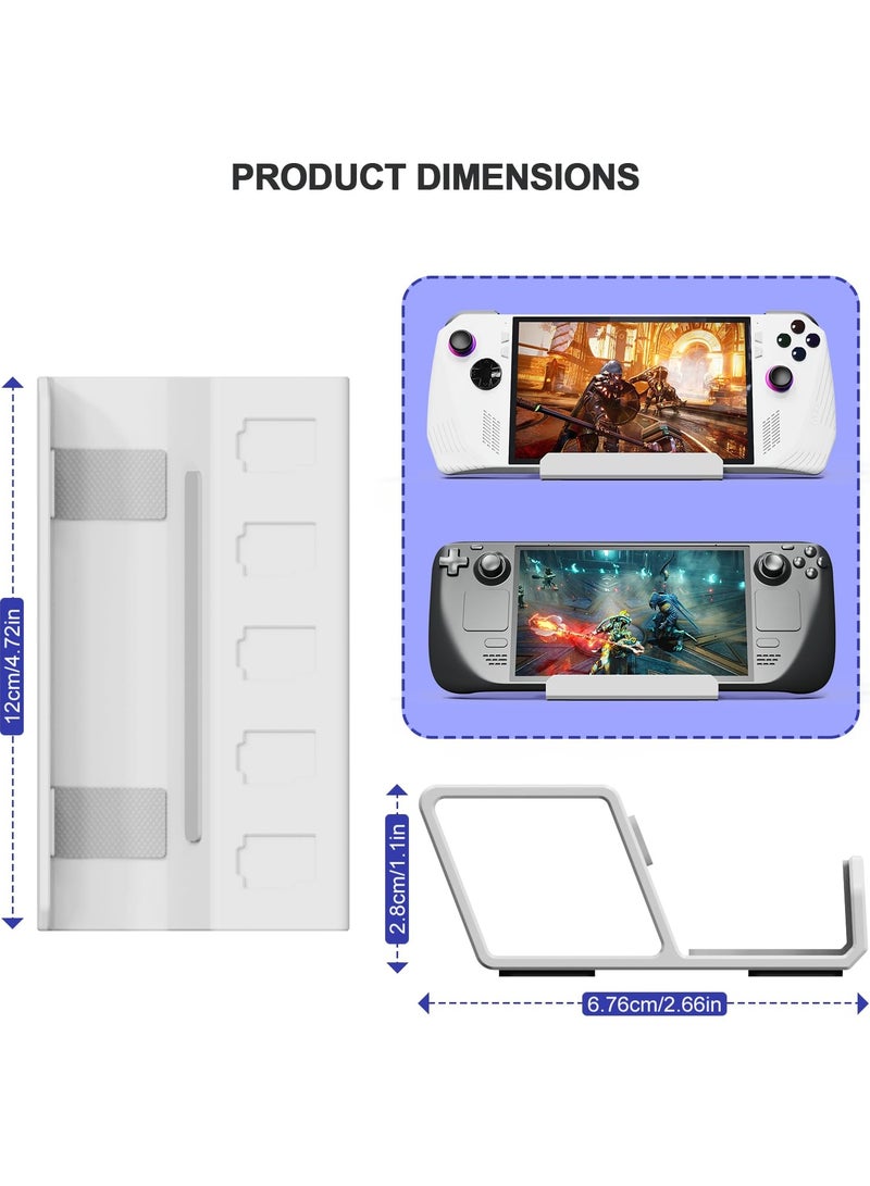 Zikra Stand Base Holder for ASUS Rog Ally/Steam Deck,Frosted Aluminum Alloy Playstand with SD Card Slots,Anti-Slip Silicone Pad(White) - Image 2