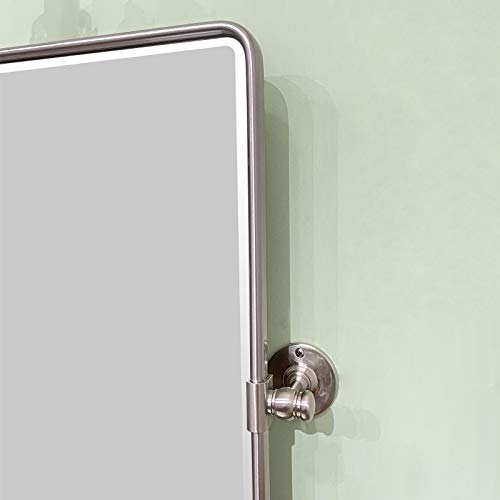 TEHOME 27 x 35'' Farmhouse Brush Nickel Metal Framed Pivot Rectangle Bathroom Mirror Tilting Beveled Vanity Mirrors for Wall - Image 5