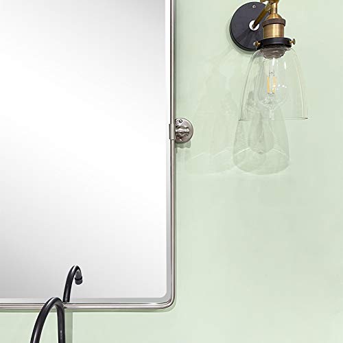 TEHOME 27 x 35'' Farmhouse Brush Nickel Metal Framed Pivot Rectangle Bathroom Mirror Tilting Beveled Vanity Mirrors for Wall - Image 4