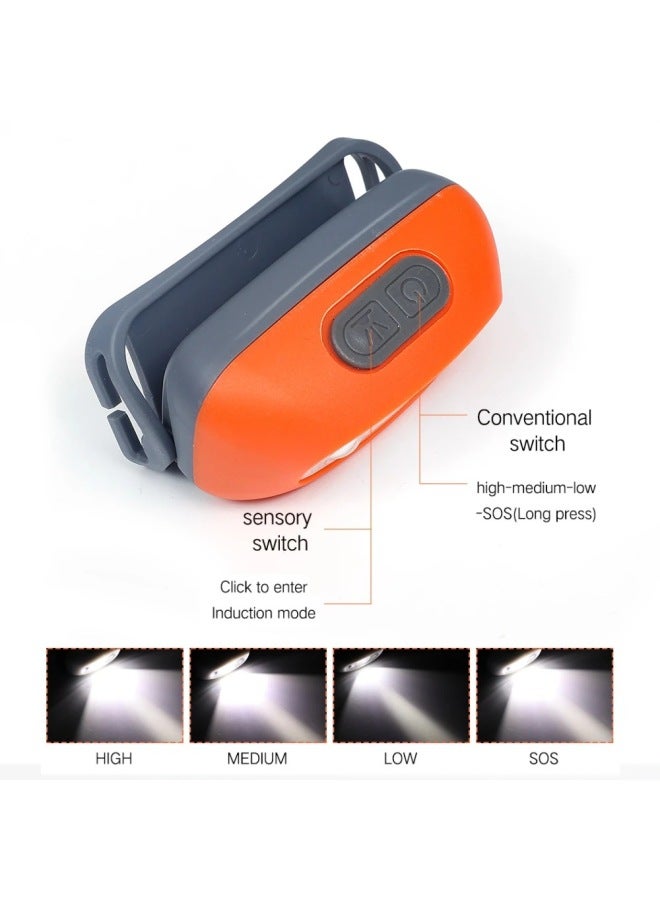 Loquat Smart Induction Usb Charging Induction Headlight Led Night Fishing Portable Strong Light Night Running Small Headlight Outdoor Headlight-Color:Orange - Image 3
