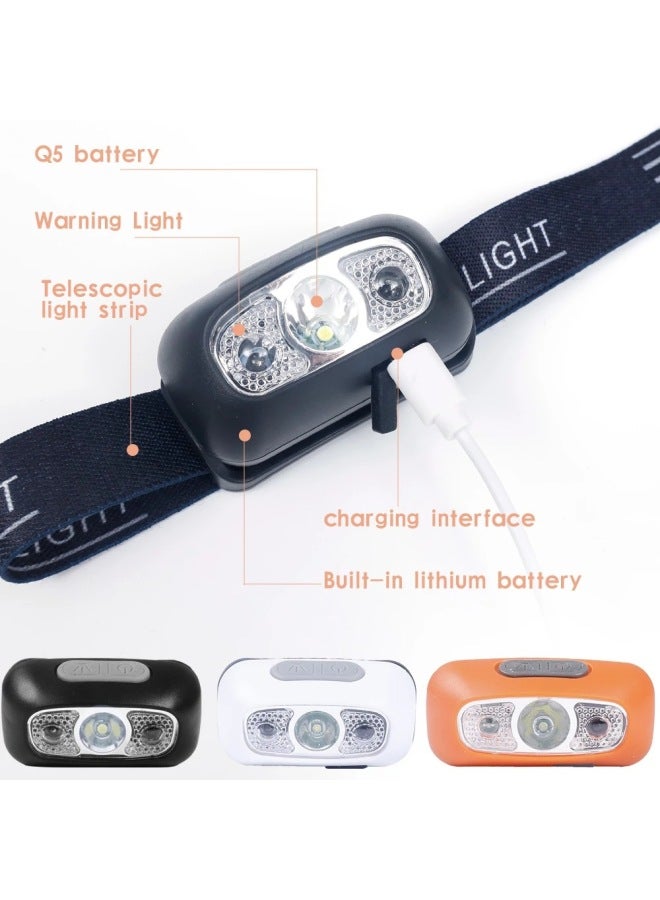 Loquat Smart Induction Usb Charging Induction Headlight Led Night Fishing Portable Strong Light Night Running Small Headlight Outdoor Headlight-Color:Orange - Image 4