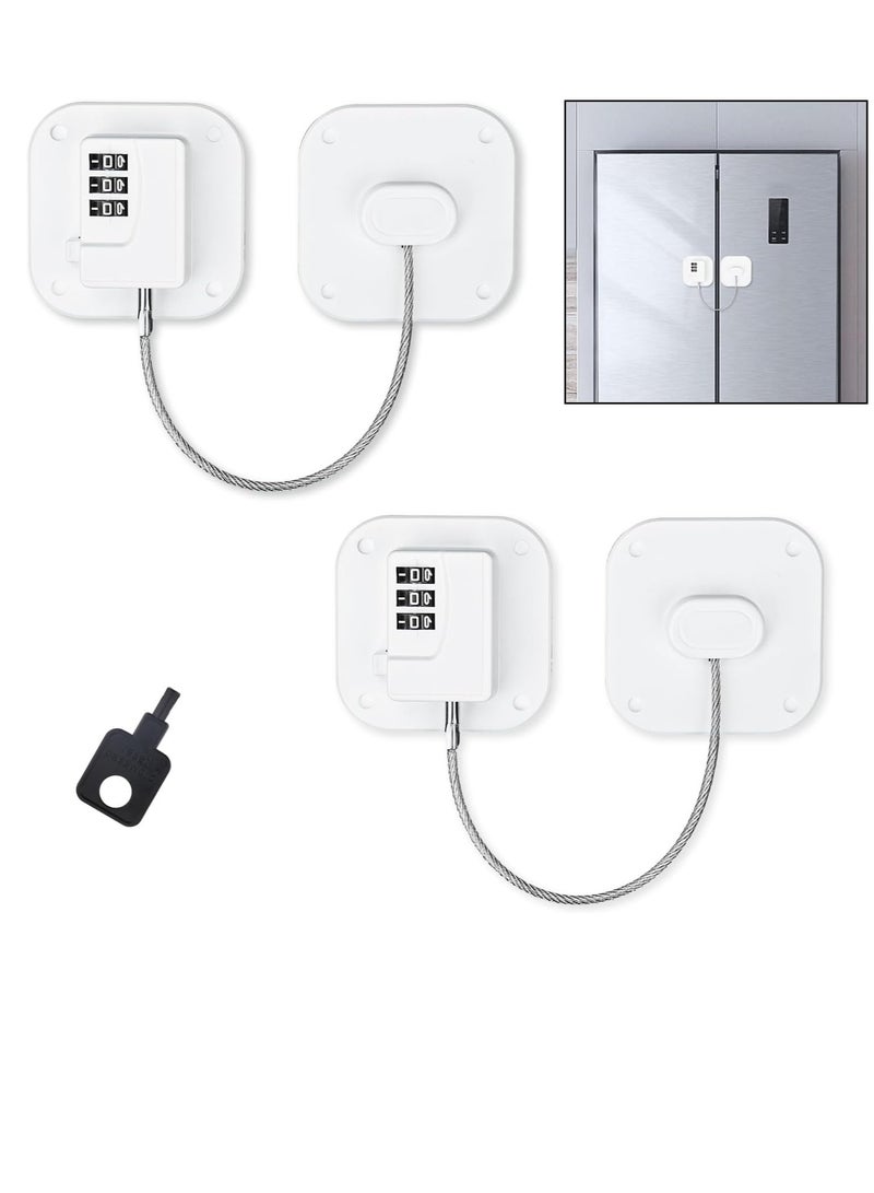 Gonice 2pcs Refrigerator Locks, Password Fridge Lock Combination with Code-Setting Key Self-Adhesive  - Image 1