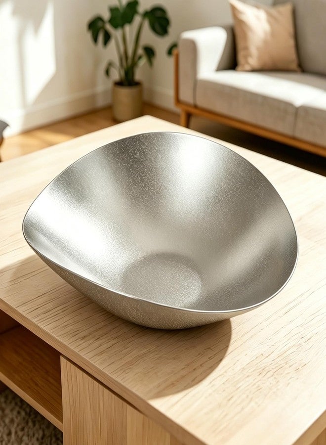 HALAGAS Candy Bowl, Candy Dish for Office Desk, 8.25" x 7.7" x 2.2" Stainless Steel Irregular Retro Candy Bowls Decorative, Key Bowl For Entryway Table, Silver Candy Dish - Image 5