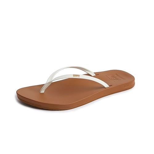 REEF Womens Sandals, Cushion Slim, White/Tan, 8 - Image 1