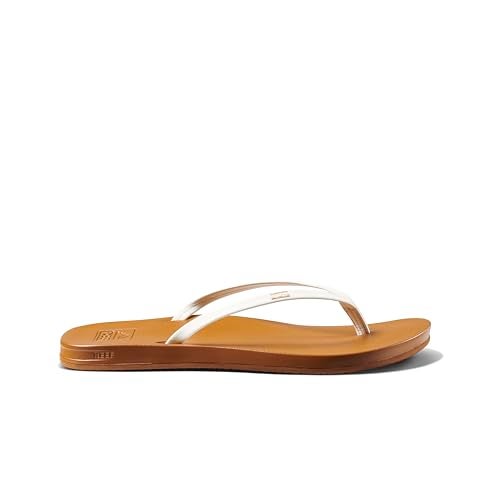 REEF Womens Sandals, Cushion Slim, White/Tan, 8 - Image 4