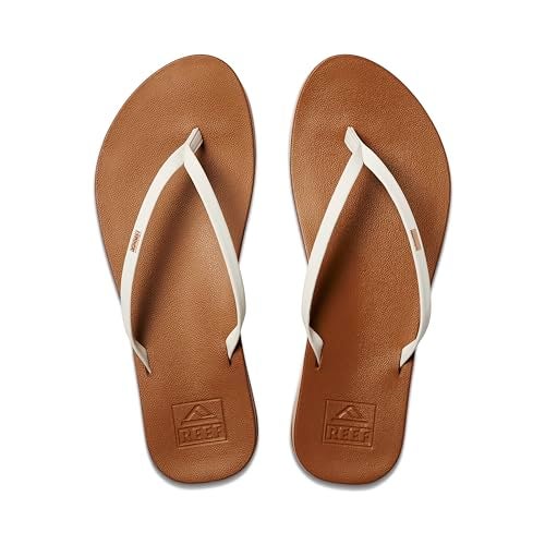 REEF Womens Sandals, Cushion Slim, White/Tan, 8 - Image 5