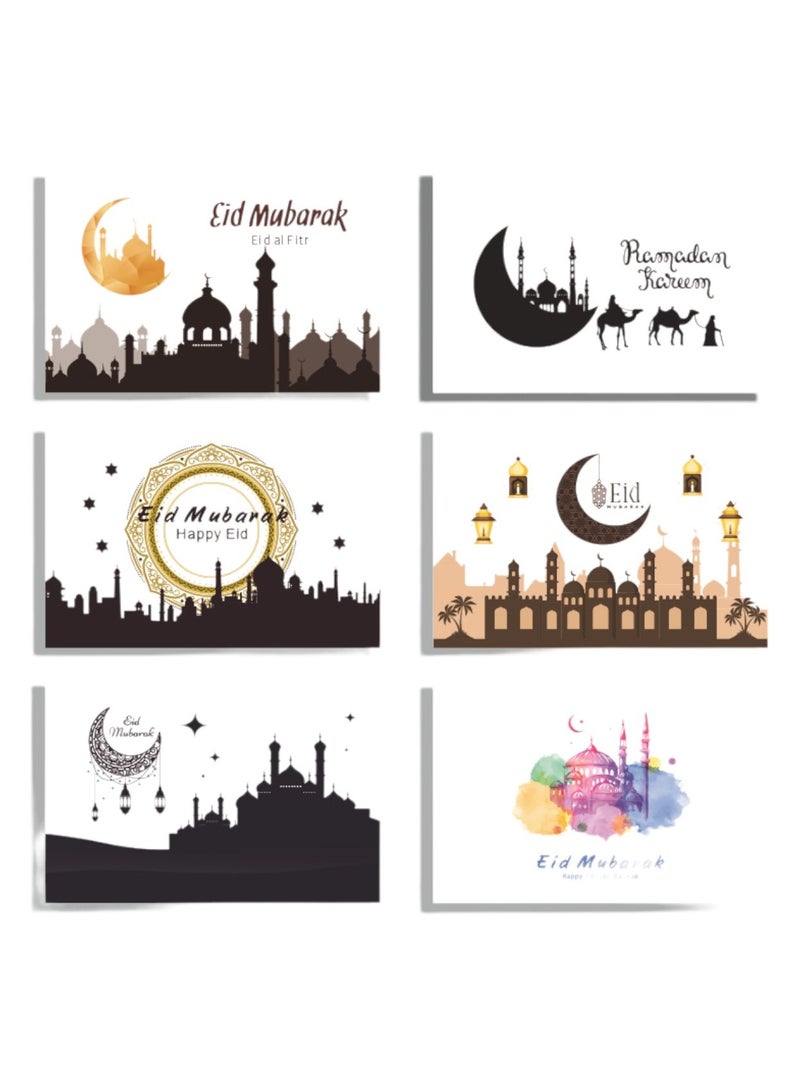 Highland 6 Piece Eid Mubarak Ramadan Kareem Greeting Cards with Envelope and Stickers - Image 1