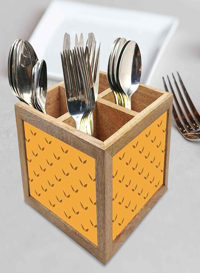Nutcase Wooden Cutlery Stand Holder Silverware Caddy Spoons Forks Knives Organizer for Dining Table & Kitchen -Made in India-Spoons NOT Included - Rust Color Minimal - Image 2