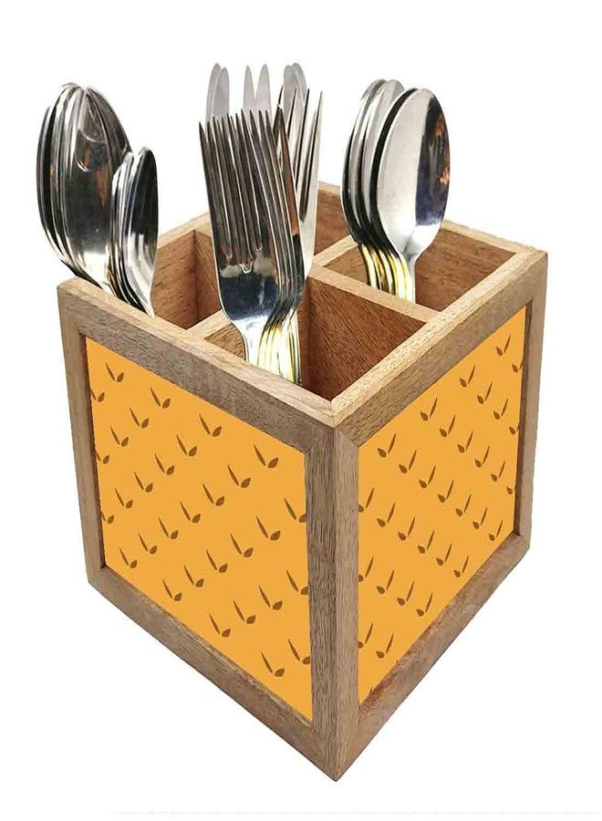 Nutcase Wooden Cutlery Stand Holder Silverware Caddy Spoons Forks Knives Organizer for Dining Table & Kitchen -Made in India-Spoons NOT Included - Rust Color Minimal - Image 1