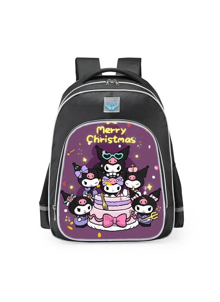 Generic - Primary school girls' schoolbag 1-3-6 years old backpack shoulder pad lightweight pink warning strip backpack,B-32-Reflex-Medium-Ku-Black - Image 1
