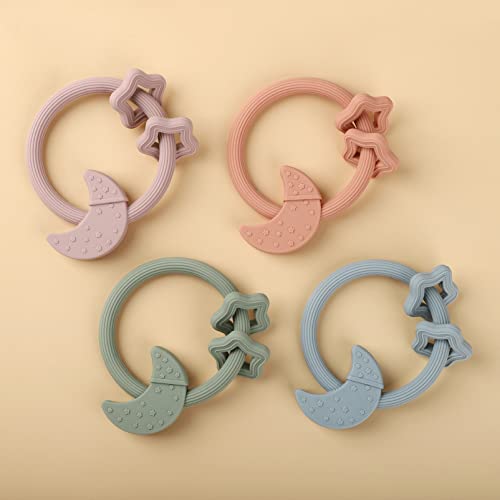 Eoopoon Silicone Baby Teething Toy, Silicone Baby Ring Teether for Babies 3 Months+, Raised Texture to Soothe Gums, BPA Free, Boys Girls Shower, Birthday, Christmas Gifts (Ether) - Image 4
