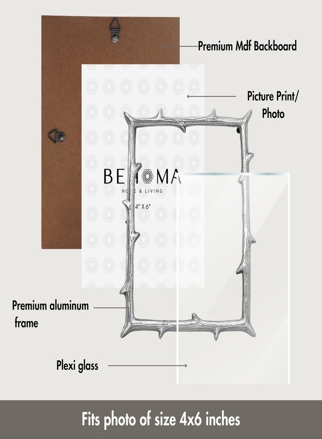 BEHOMA Silver Elegant Vintage Metal Twig Designer Rectangular Photo Frame Tabletop | Best Gift For Home Decor, Birthday, Anniversary, Valentine'S Day (4X6 Inches) (Small) - Image 5