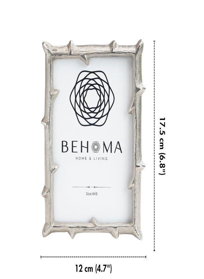 BEHOMA Silver Elegant Vintage Metal Twig Designer Rectangular Photo Frame Tabletop | Best Gift For Home Decor, Birthday, Anniversary, Valentine'S Day (4X6 Inches) (Small) - Image 4