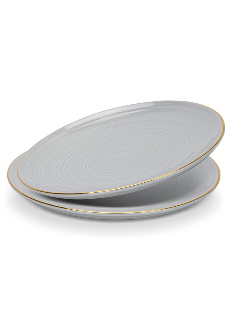 Fissman طقم أطباق عشاء من قطعتين 21 سم، أطباق بورسلين دائرية من سلسلة فيرمينا، طقم أدوات مائدة أنيق بحافة ذهبية، مع أطباق ذات لمسة ناعمة ولامعة - Image 1