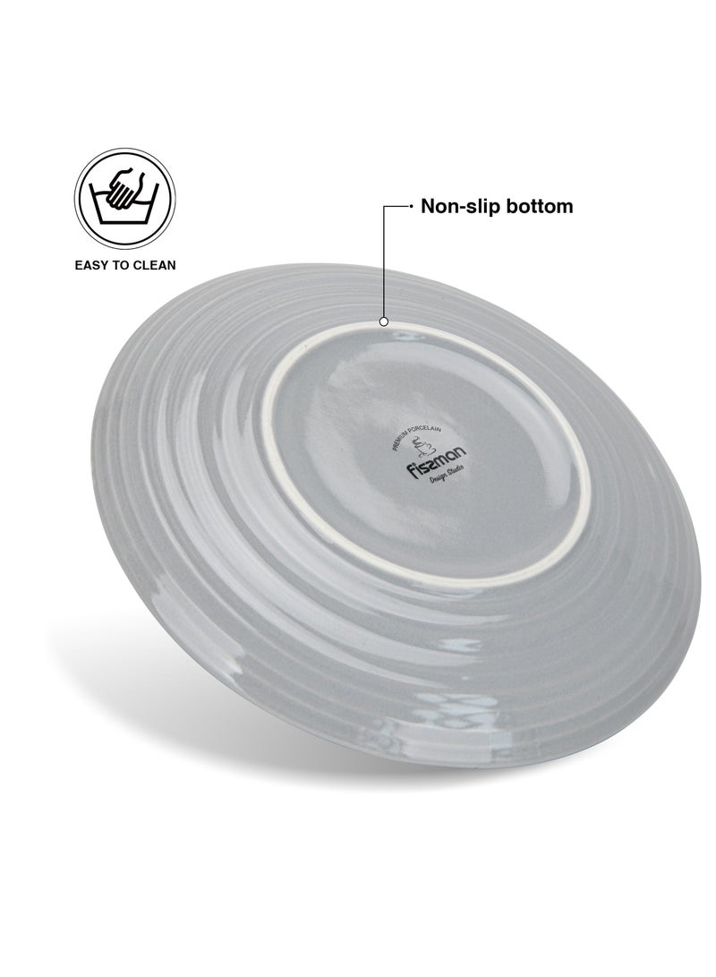Fissman طقم أطباق عشاء من قطعتين 21 سم، أطباق بورسلين دائرية من سلسلة فيرمينا، طقم أدوات مائدة أنيق بحافة ذهبية، مع أطباق ذات لمسة ناعمة ولامعة - Image 2